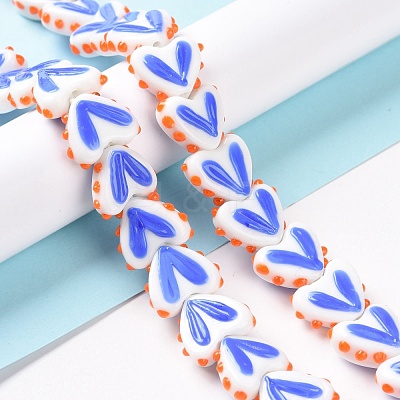 Heart Handmade Lampwork Beads Strands LAMP-G150-01A-1