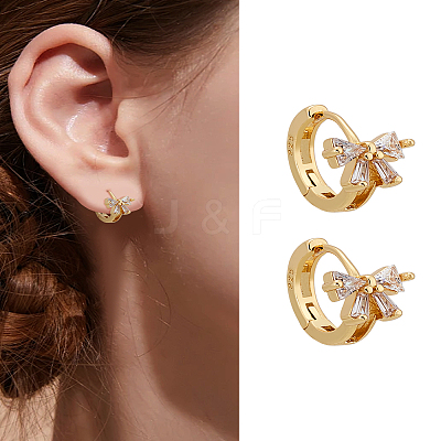 1 Pair Brass Crystal Rhinestone Hoop Earrings EJEW-LP0009-16G-1