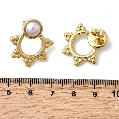 201 Stainless Steel ABS Plastic Pearl Stud Earrings EJEW-Z151-13G-07-1