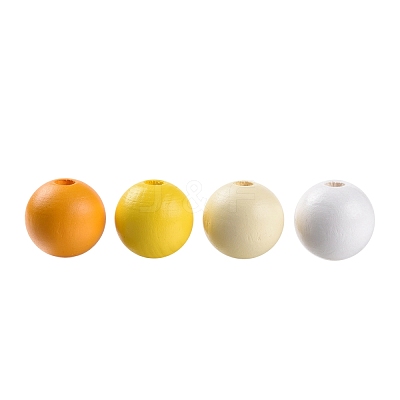 160Pcs 4 Colors Farmhouse Country and Rustic Style Painted Natural Wood Beads WOOD-LS0001-01H-1