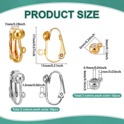 32Pcs 2 Colors Brass Clip-on Earrings Findings KK-PH0011-67-1