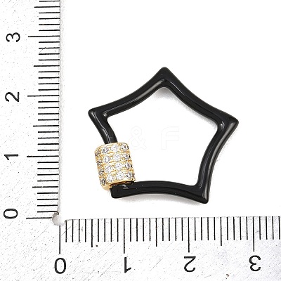 Star Brass Micro Pave Clear Cubic Zirconia Screw Carabiner Clasps KK-B167-01C-G-1