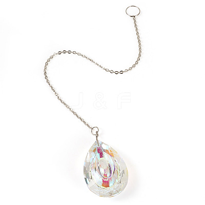 1Pc Transparent Glass Hanging Suncatchers AJEW-TADJ0001-02C-1