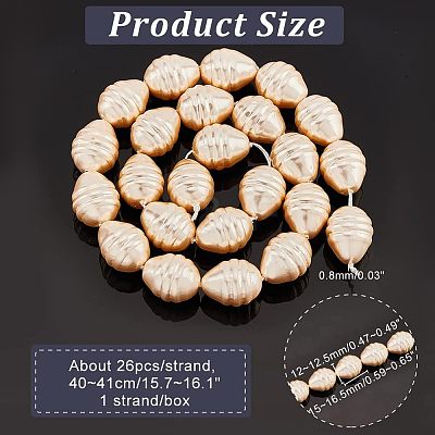 1 Strand Electroplate Shell Pearl Beads Strands BSHE-NB0001-21-1