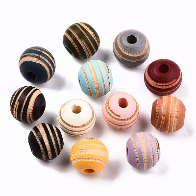 Painted Natural Wood Beads WOOD-T021-54A-M-1