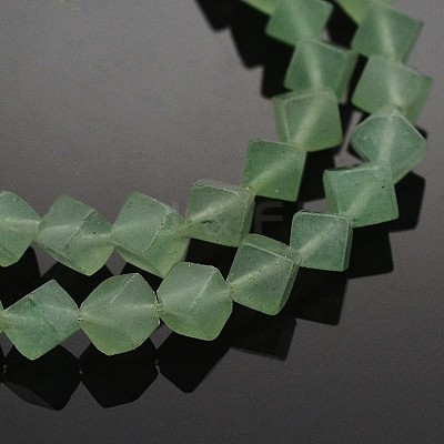Cube Natural Green Aventurine Beads Strands G-N0154-38-1