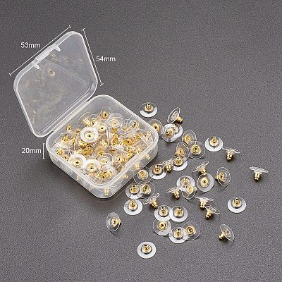 50Pairs Brass Bullet Clutch Bullet Clutch Earring Backs with Pad KK-YW0001-02G-1