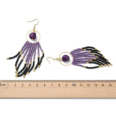 Halloween Glass Seed Tassel Earrings for Women EJEW-MZ00798-02-1