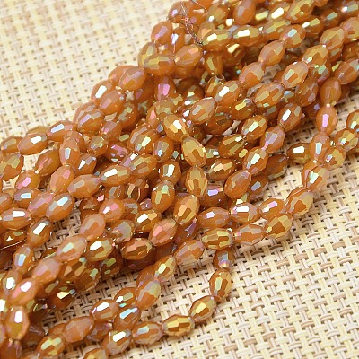 Electroplate Glass Beads Strands X-EGLA-J013-4X6mm-F05-1