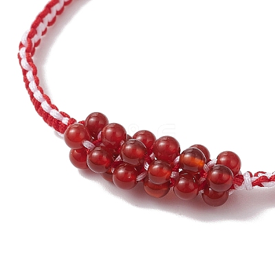 Natural Carnelian Beaded Braided Bead Bracelets BJEW-MZ00253-01-1