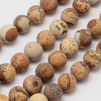 Natural Picture Jasper Beads Strands X-G-D686-8mm-1