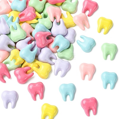 60Pcs 6 Colors Opaque Resin Cabochons RESI-CJZ0001-01-1