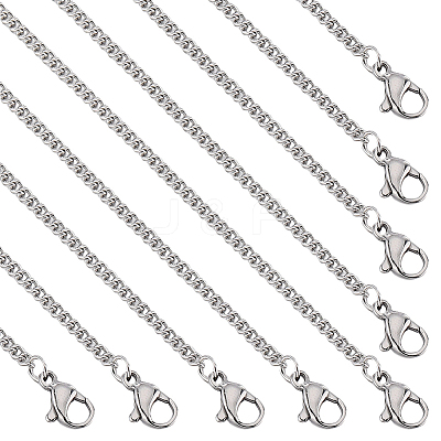 20Pcs Women's 304 Stainless Steel Curb Chain Necklaces Set STAS-SC0008-07-1