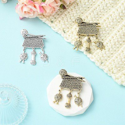 3Pcs 3 Colors Knitting Zinc Alloy Lapel Pins for Backpack Clothes JEWB-CJ0003-56-1