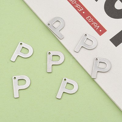Tarnish Resistant 304 Stainless Steel Letter Charms LS-STAS-O072-P-1