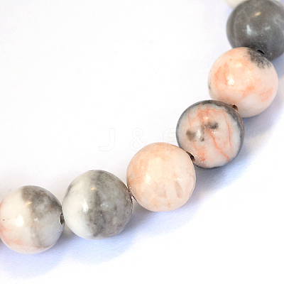 Natural Pink Zebra Jasper Round Bead Strands X-G-E334-4mm-11-1