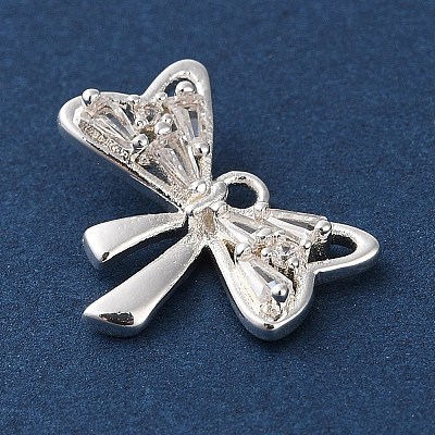 Brass Micro Pave Clear Cubic Zirconia Charms KK-G491-20C-S-1