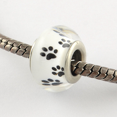 Large Hole Dog Paw Prints Pattern Resin European Beads OPDL-Q129-229A-1