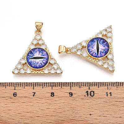 Brass Micro Pave Clear Cubic Zirconia Pendants for Women KK-T070-90A-01-1