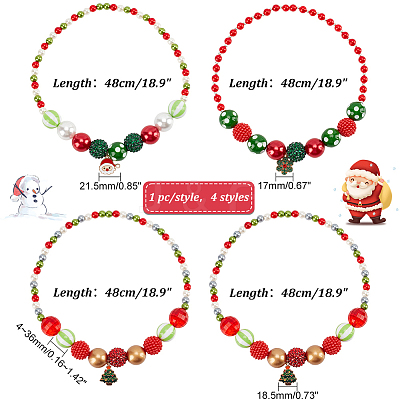 4Pcs 4 Styles ABS Plastic Pearl & Acrylic & Resin Beaded Necklaces Set NJEW-AB00010-1