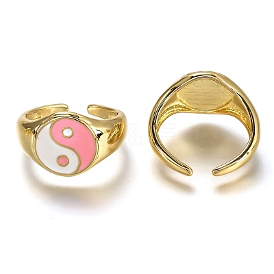 Brass Enamel Cuff Rings RJEW-C100-22G-B-1