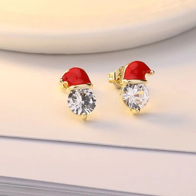 Zinc Alloy Enamel Santa Hat Stud Earrings FS-WGF8A0B-01-1