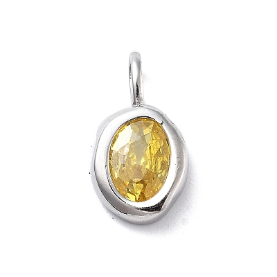 925 Sterling Silver Cubic Zirconia Oval Charms STER-S006-01S-K-1