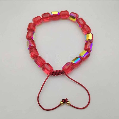Adjustable Electroplated Faceted Cube Glass Braided Beaded Bracelets for Women Men DM4334-1-1