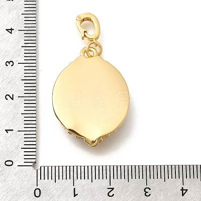 Brass Black Enamel Oval Pendants with Glitter Powder KK-K398-15G-1