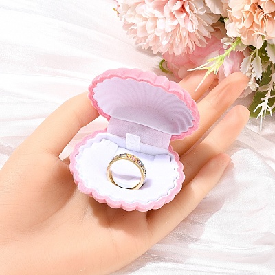1Pc Shell Shaped Velvet Jewelry Storage Boxes VBOX-YW0001-05A-1