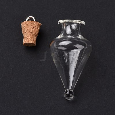 Teardrop Glass Cork Bottle Pendants AJEW-A041-01D-1