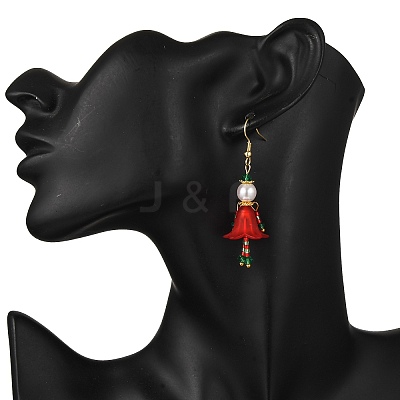 Christmas 304 Stainless Steel Glass Human Dangle Earrings EJEW-MZ00484-1