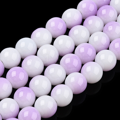 Two Tone Opaque Baking Paint Glass Beads Strands LS-DGLA-Q027-8mm-02-1