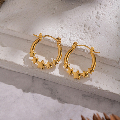 European Style Star 304 Stainless Steel Hoop Earrings IU1810-1