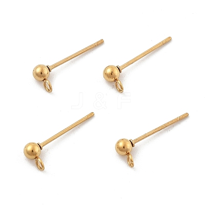 Ion Plating(IP) 304 Stainless Steel Ball Post Stud Earring Findings STAS-E163-44G-1