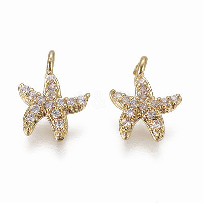 Brass Micro Pave Cubic Zirconia Charms X-ZIRC-F103-21A-G-1