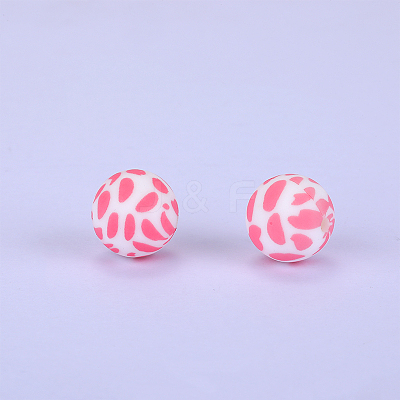 Printed Round Silicone Focal Beads SI-JX0056A-93-1