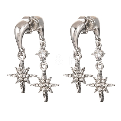 Brass Rhinestone Stud Dangle Earrings EJEW-B0160-01P-1