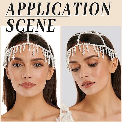 Plastic Pearl Mesh Headbands OHAR-WH20007-07S-1