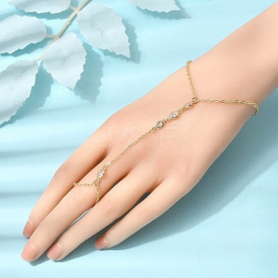 Brass Micro Pave Cubic Zirconia Mittens Bracelets BJEW-C156-01G-03-1
