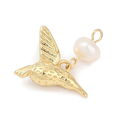 Natural Cultured Freshwater Pearl & Brass Pendants KK-U062-03G-1