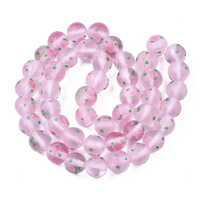 Handmade Frosted Lampwork Beads Strands LAMP-N021-39A-1