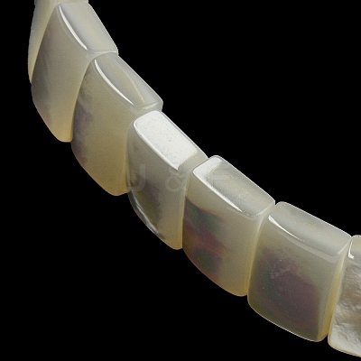 Natural White Shell Rectangle Beaded Stretch Bracelets BJEW-N030-01A-1