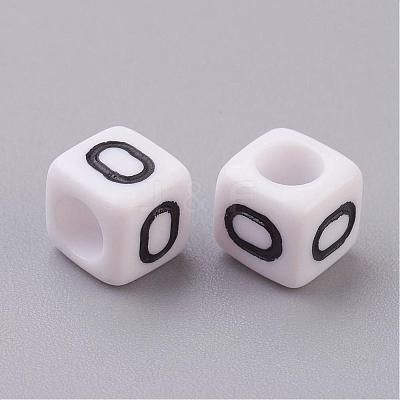 White Cube Letter Acrylic Beads X-PL37C9308-O-1
