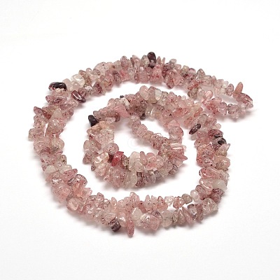 Natural Strawberry Quartz Chip Bead Strands G-M205-59-1