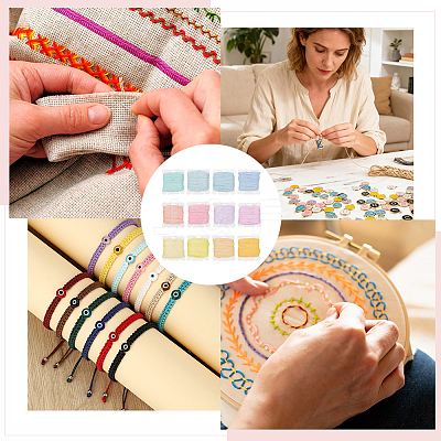 24Pcs 12 Colors Polyester Embroidery Threads DIY-CY0003-60-1