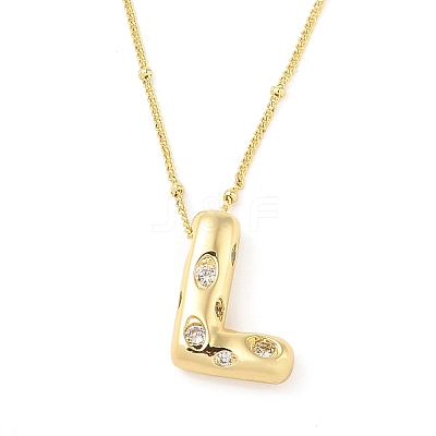Brass Micro Pave Clear Cubic Zirconia Pendant Necklaces NJEW-Z038-01G-L-1