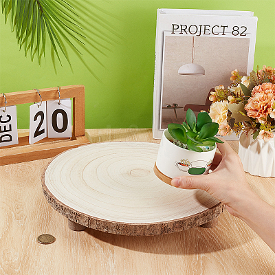 Round Wood Flower Pot Shelf AJEW-WH0709-031A-1