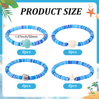 16Pcs 4 Style Handmade Polymer Clay Bead Bracelets BJEW-DR00020-1