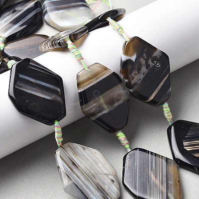 Natural Banded Agate/Striped Agate Beads Strands G-G196-A02-02-1